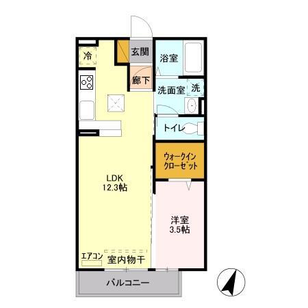 D-ROOM与野公園A(1LDK/1階)の間取り写真
