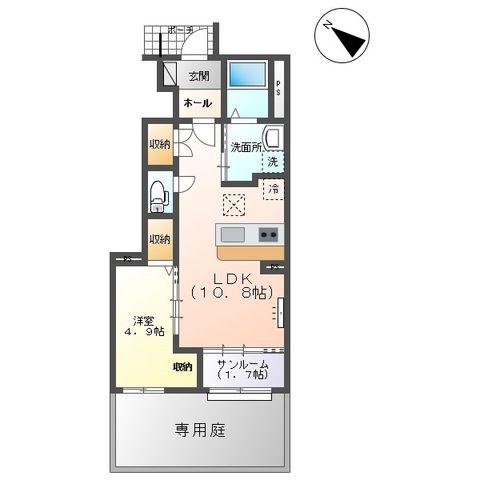 SOURIRE(1LDK/1階)の間取り写真