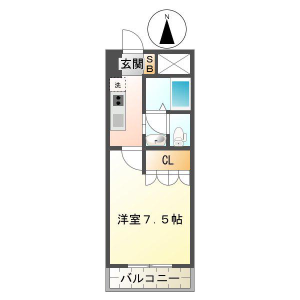 アンベリール(1K/2階)の間取り写真