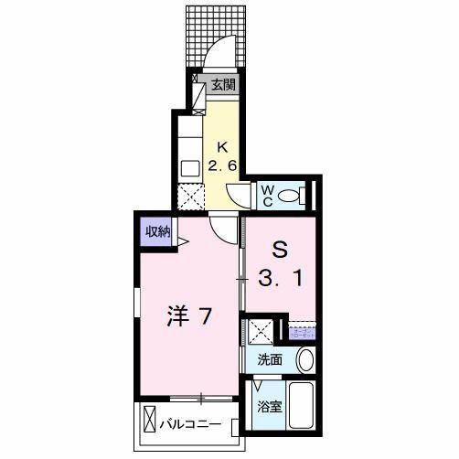 エクスクルーシブIII(1SK/1階)の間取り写真