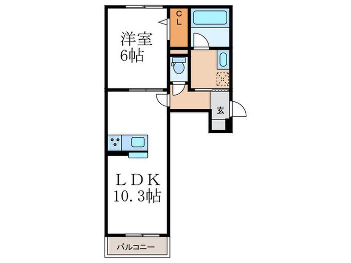 リバティスクエアIII(1LDK/3階)の間取り写真