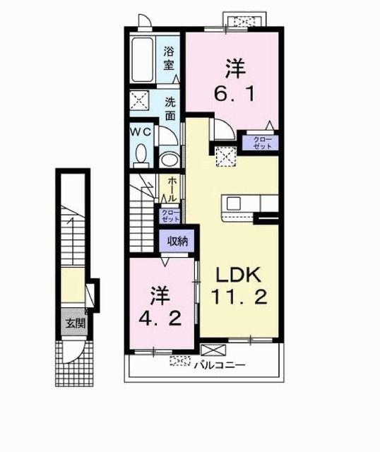 トゥ ミライB(2LDK/2階)の間取り写真