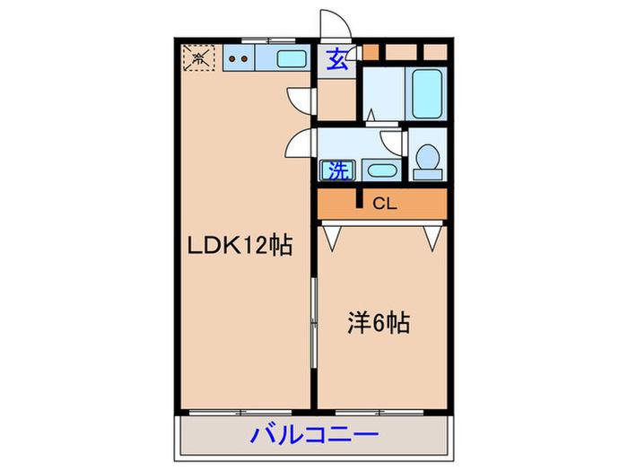 エンゼル元住吉(1LDK/1階)の間取り写真