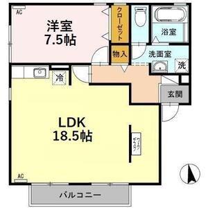 パークハイム A棟(2LDK/2階)の間取り写真