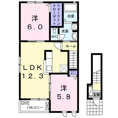 CASA 3(2LDK/2階)の間取り写真