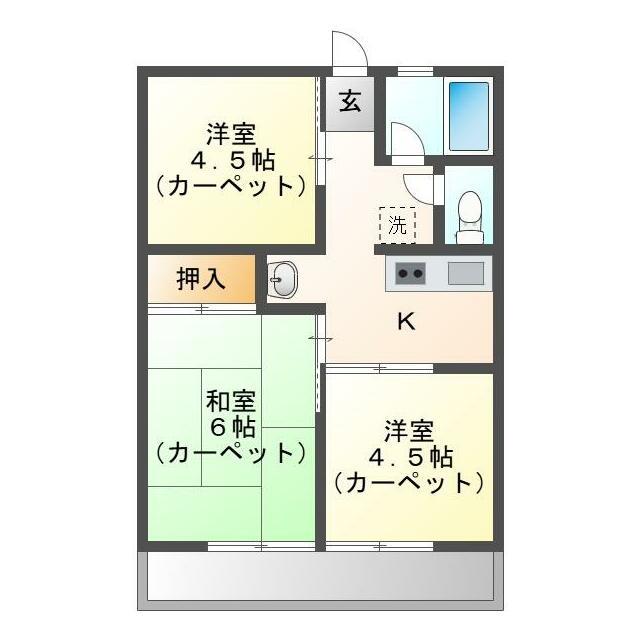 シティハイムサンシャイン(3K/2階)の間取り写真