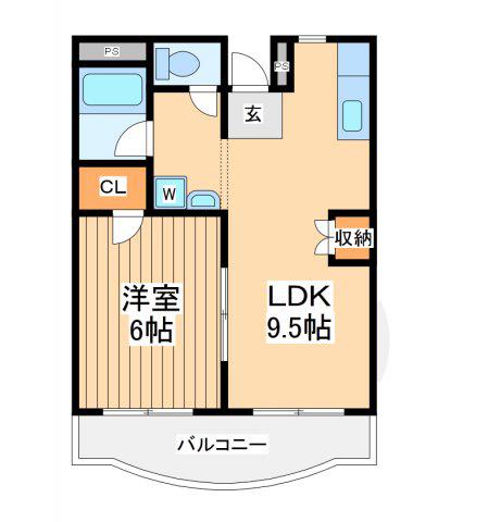 グリーンプラザ御園3号棟(1LDK/1階)の間取り写真