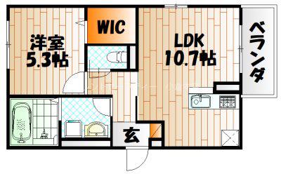 ルーブル下富野(1LDK/3階)の間取り写真