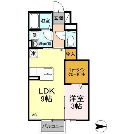 グランモア・アクト(1LDK/1階)の間取り写真