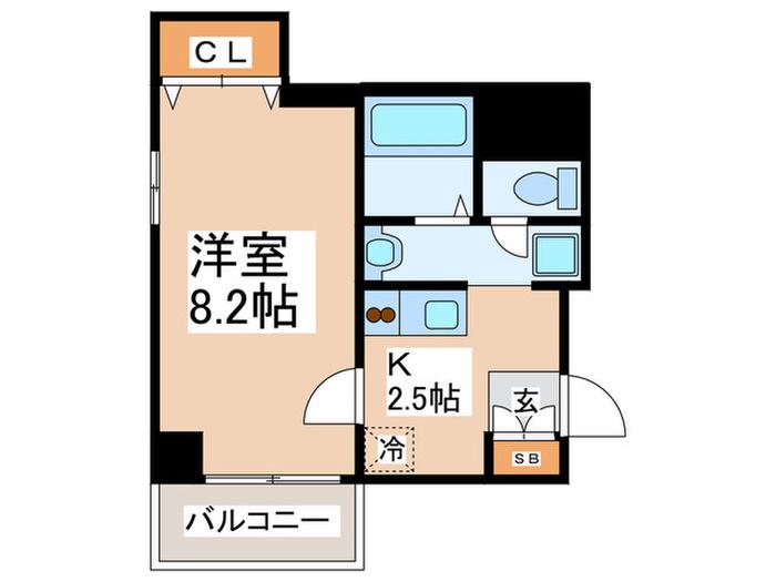 モッツコート(1K/4階)の間取り写真
