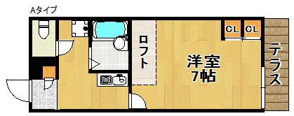 レオパレスパルフェII(1K/3階)の間取り写真