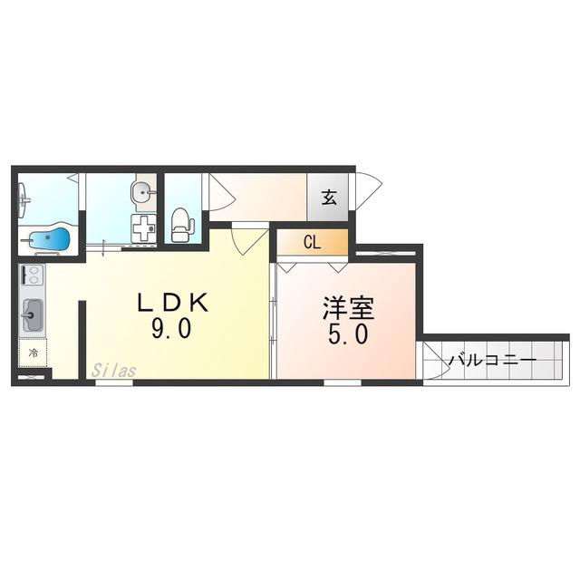 フジパレス高石千代田I番館(1LDK/1階)の間取り写真