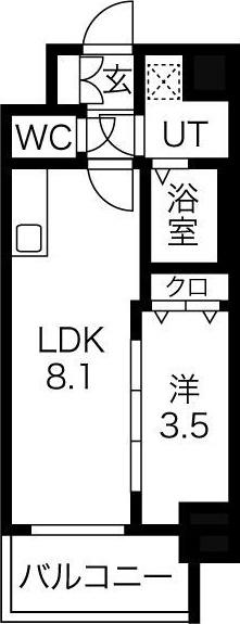 SOLメイクス新栄(1LDK/12階)の間取り写真