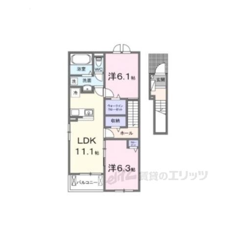 セイバリー プリムローズ Ⅱ(2LDK/2階)の間取り写真