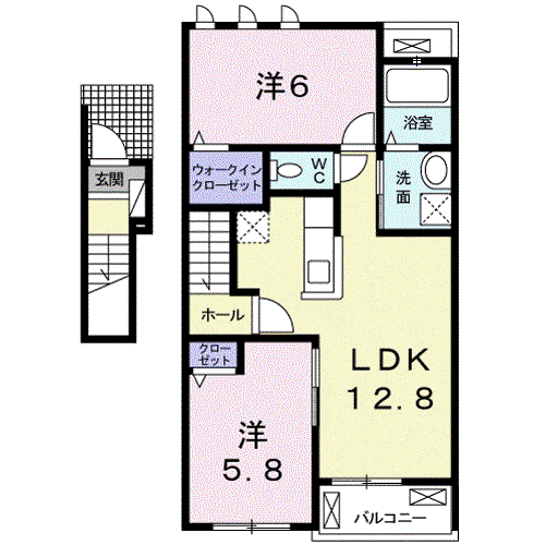 ロジュマン シューベルブ(2LDK/2階)の間取り写真