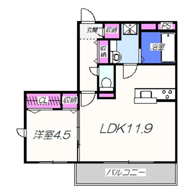 リュバン鳳(1LDK/3階)の間取り写真