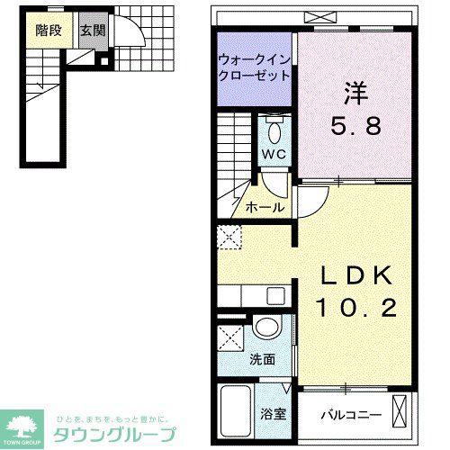 グランドF・LOGIE(1LDK/2階)の間取り写真