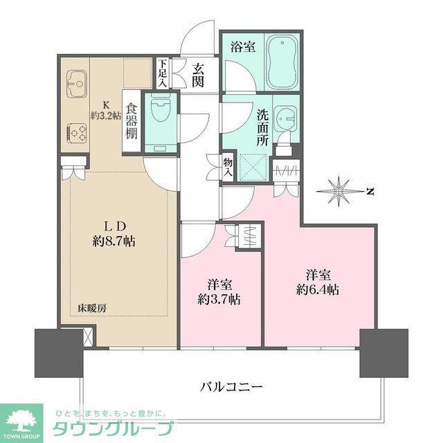 大崎ステーションレジデンス(2LDK/18階)の間取り写真