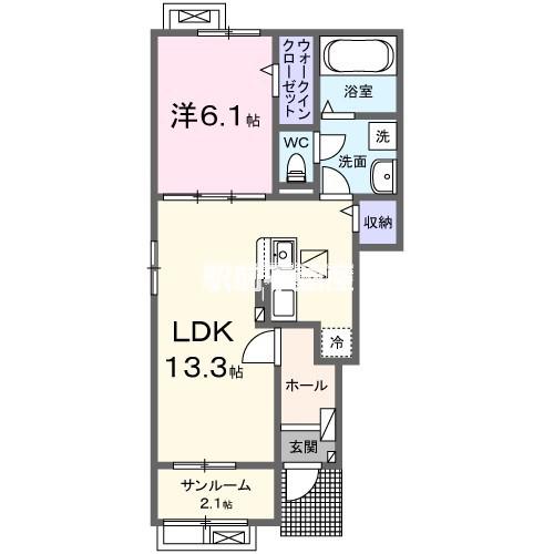 ルーナ・F(1LDK/1階)の間取り写真