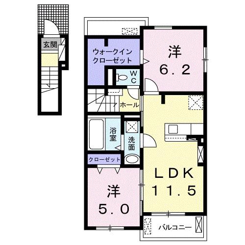 メイプルパティオ(2LDK/2階)の間取り写真