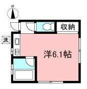 グリーンハイツ多摩(ワンルーム/2階)の間取り写真