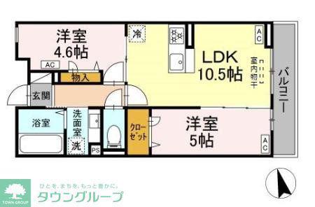 グラナーデ祖師谷(2LDK/3階)の間取り写真