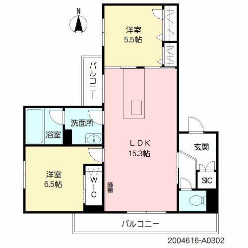 サンクフルール(2LDK/3階)の間取り写真