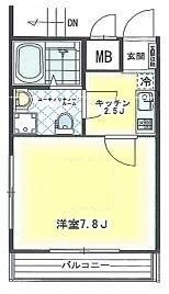 シャンブル英美(1K/2階)の間取り写真