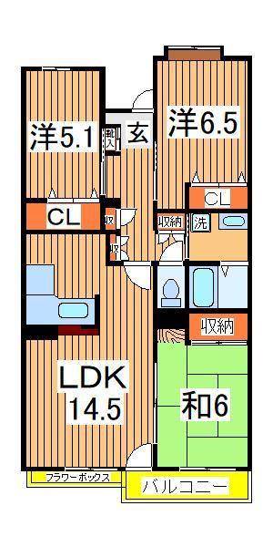 ISM南柏(3LDK/5階)の間取り写真