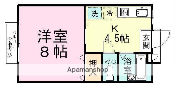 カレッジメント習志野B(1K/1階)の間取り写真
