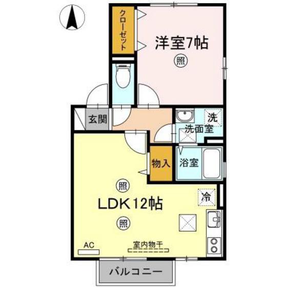 ロワジールA棟(1LDK/1階)の間取り写真