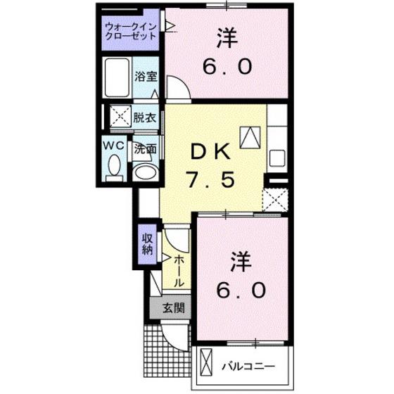 クローバーM(2DK/1階)の間取り写真