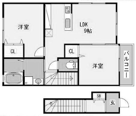 ブルージュ明石(2LDK/2階)の間取り写真