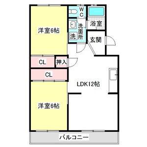 八城マンション(2LDK/4階)の間取り写真