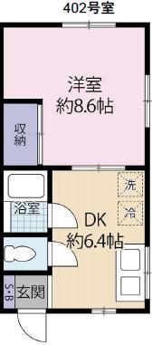 目黒2丁目ビル(1DK/4階)の間取り写真