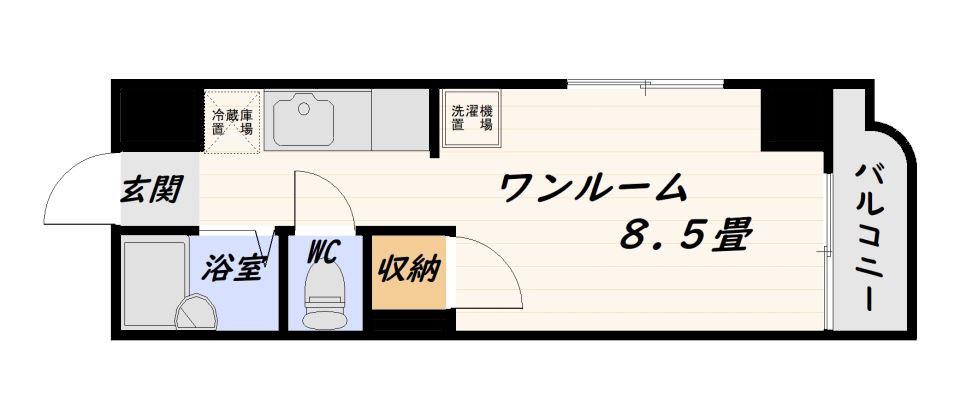 サンライズ鴨池(ワンルーム/2階)の間取り写真