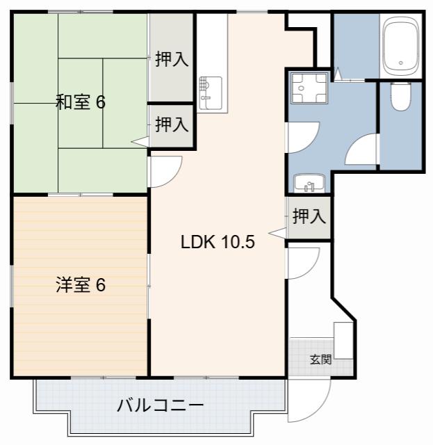 セントレージ横山(2LDK/1階)の間取り写真