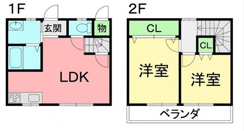 ビューテラス横浜B(2DK/1階)の間取り写真