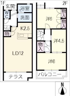 モアメール岩佐(3LDK/1階)の間取り写真