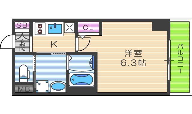 エステムコート梅田北IIゼニス(1K/6階)の間取り写真