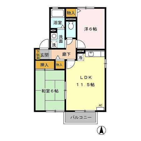ジュネス佐藤(2LDK/2階)の間取り写真