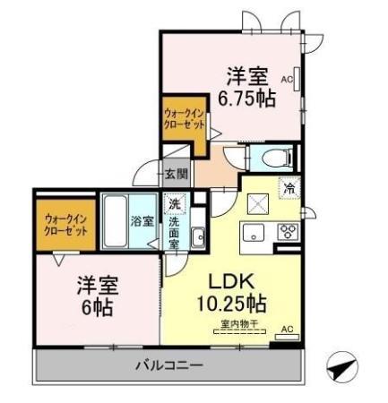 リバーサイドメゾン(2LDK/1階)の間取り写真