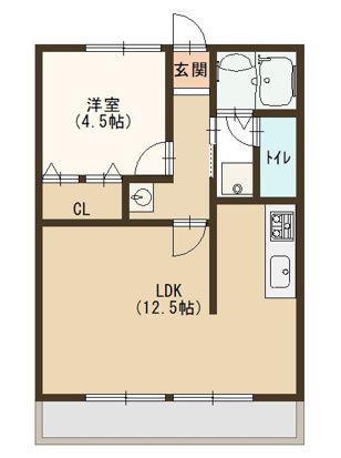 シティハイムジュエリーA(1LDK/2階)の間取り写真
