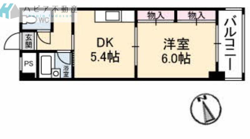 メゾンブランシュ(1DK/3階)の間取り写真
