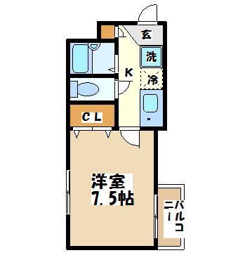 ウィリアムヒルズ高井戸(1K/3階)の間取り写真