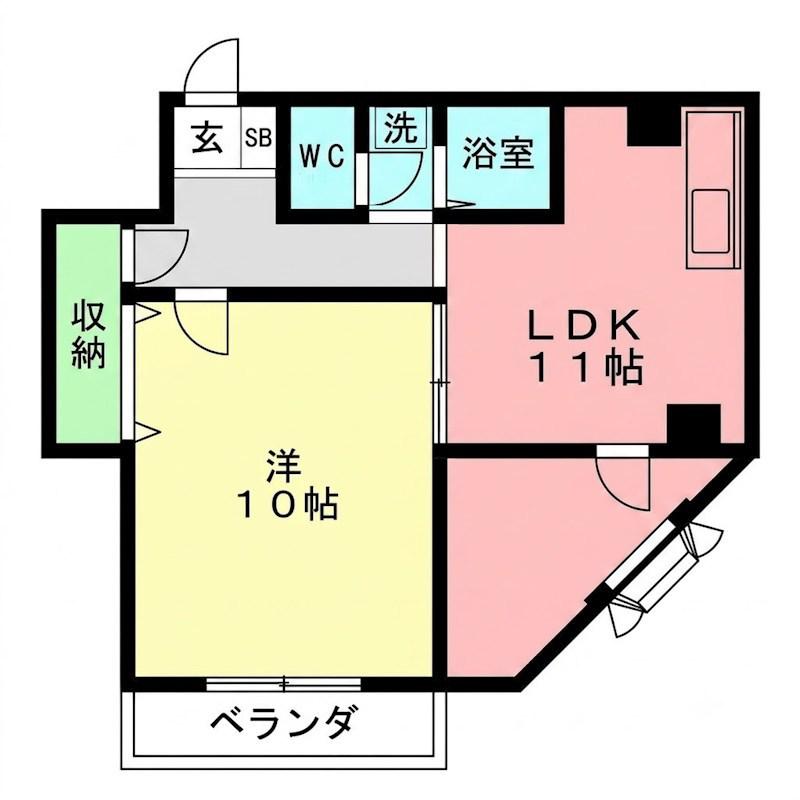 ブランドール(2DK/3階)の間取り写真