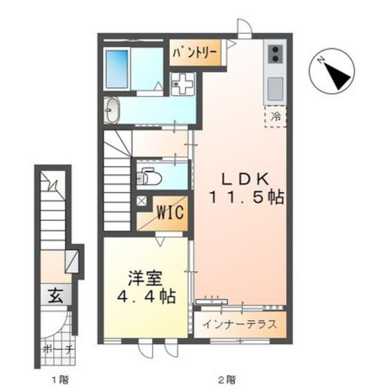 レジデンス廿日市(1LDK/2階)の間取り写真