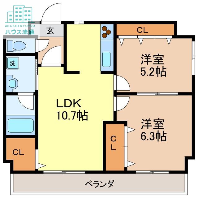 パサージュ錦(2LDK/2階)の間取り写真