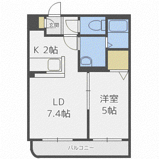 ゼスティ東札幌アネックス(1LDK/3階)の間取り写真