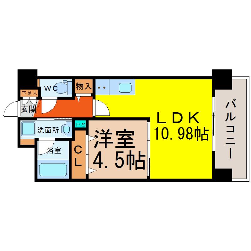 ル・コンセルト本陣(1LDK/6階)の間取り写真